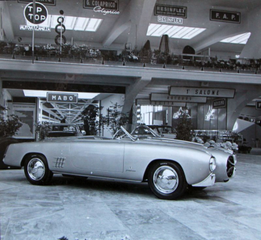 Lancia Aurelia B 52 Spider Limousine 1953 drei Werksfotos (10387)